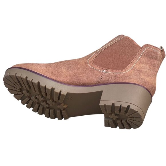 Tan Chelsea Ankle Boots Lug Sole Block Heel Neutral Fall Shoes - Picture 7 of 8